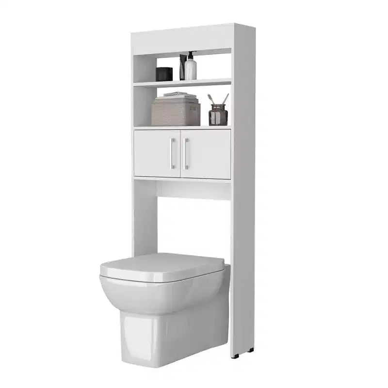 Meuble de salle de bain 2 portes à suspendre au-dessus des toilettes Chic avec étagère blanche | Design peu encombrant