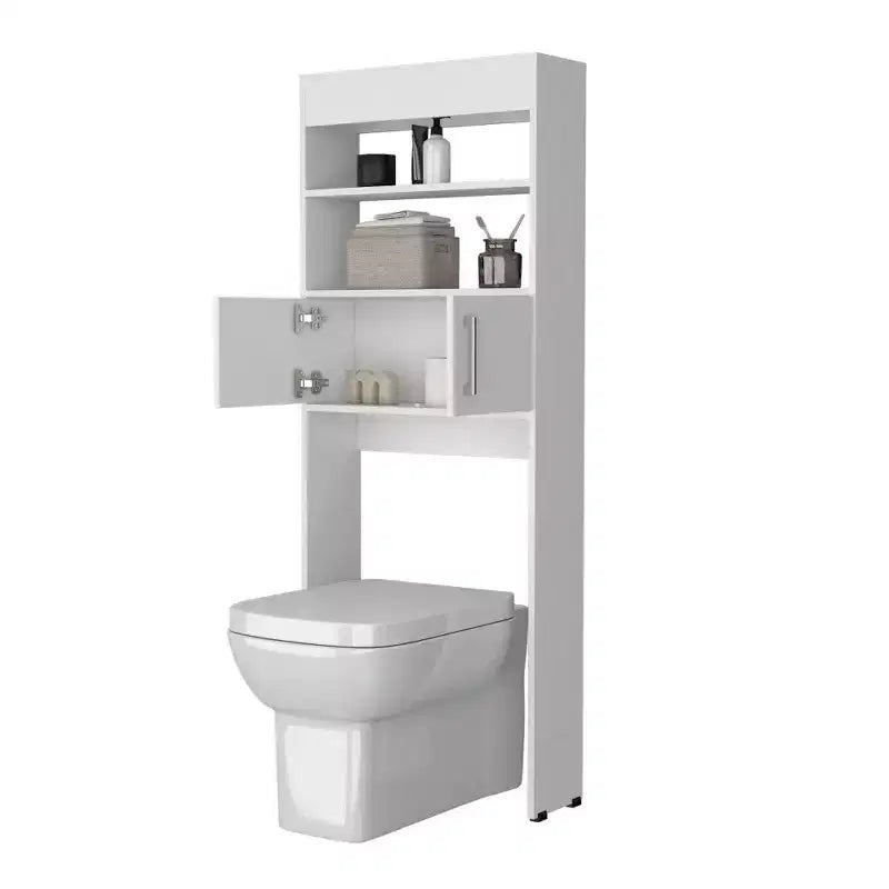 Meuble de salle de bain 2 portes à suspendre au-dessus des toilettes Chic avec étagère blanche | Design peu encombrant