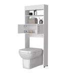 Meuble de salle de bain 2 portes à suspendre au-dessus des toilettes Chic avec étagère blanche | Design peu encombrant