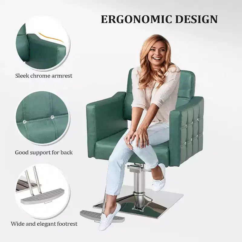 Chaise de Salon de Coiffure Hydraulique Robuste Rose Karl Home avec Accents Diamantés