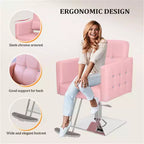 Chaise de Salon de Coiffure Hydraulique Robuste Rose Karl Home avec Accents Diamantés