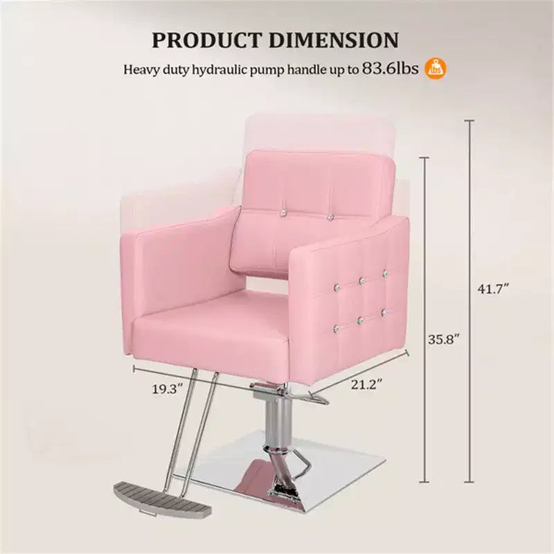Chaise de Salon de Coiffure Hydraulique Robuste Rose Karl Home avec Accents Diamantés