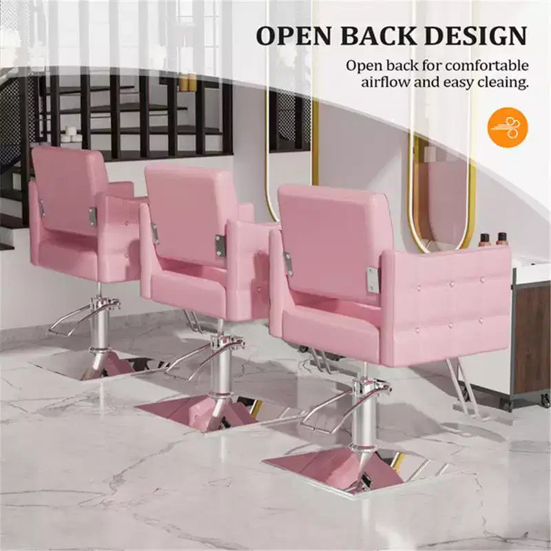 Chaise de Salon de Coiffure Hydraulique Robuste Rose Karl Home avec Accents Diamantés