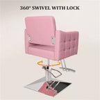 Chaise de Salon de Coiffure Hydraulique Robuste Rose Karl Home avec Accents Diamantés