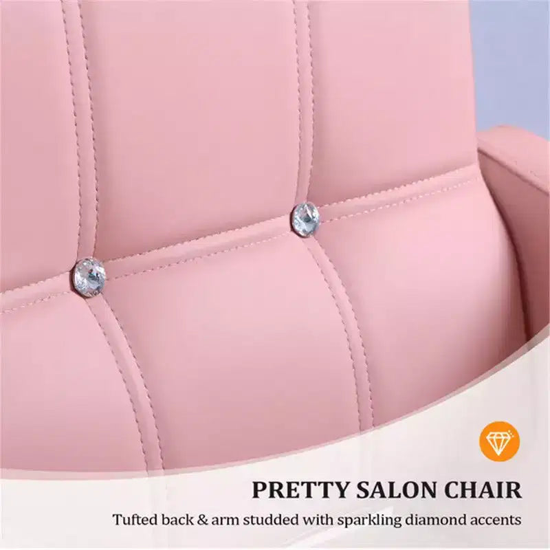 Chaise de Salon de Coiffure Hydraulique Robuste Rose Karl Home avec Accents Diamantés