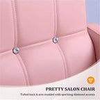 Chaise de Salon de Coiffure Hydraulique Robuste Rose Karl Home avec Accents Diamantés