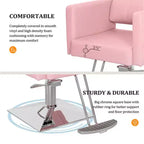 Chaise de Salon de Coiffure Hydraulique Robuste Rose Karl Home avec Accents Diamantés