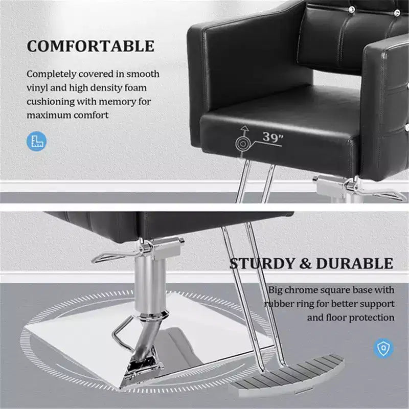 Chaise de Salon de Coiffure Hydraulique Robuste Rose Karl Home avec Accents Diamantés