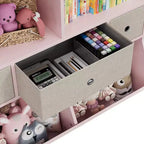 Organisateur de rangement pour jouets à 3 niveaux avec tiroirs et 4 compartiments – Étagère à livres pour enfants autoportante pour salle de jeux, chambre de bébé, maternelle