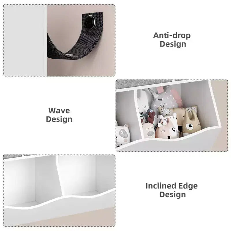 Organisateur de rangement pour jouets à 3 niveaux avec tiroirs et 4 compartiments – Étagère à livres pour enfants autoportante pour salle de jeux, chambre de bébé, maternelle