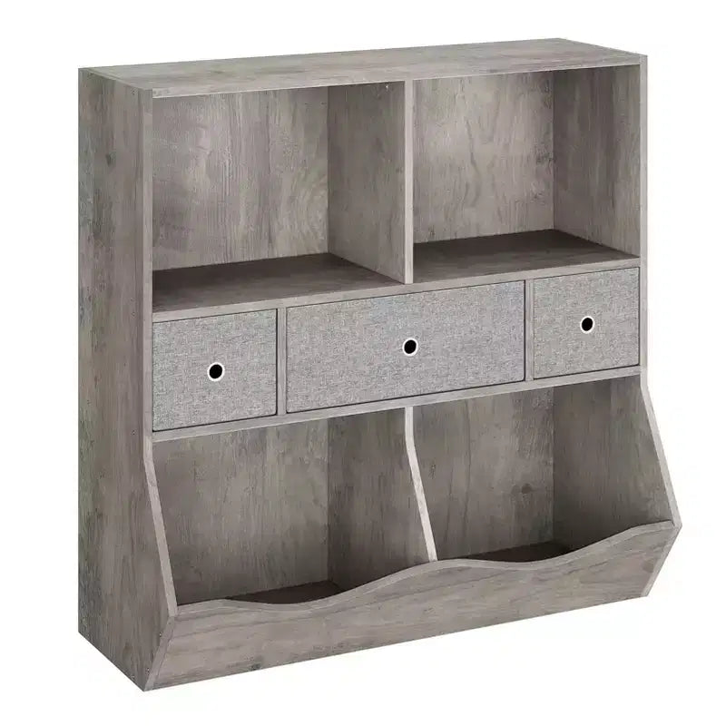 Organisateur de rangement pour jouets à 3 niveaux avec tiroirs et 4 compartiments – Étagère à livres pour enfants autoportante pour salle de jeux, chambre de bébé, maternelle