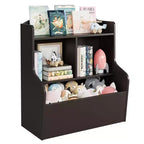 Étagère et meuble de rangement pour jouets, étagère à 3 niveaux avec organiseur de casiers pour jouets, pour salle de jeux, chambre et couloir, marron