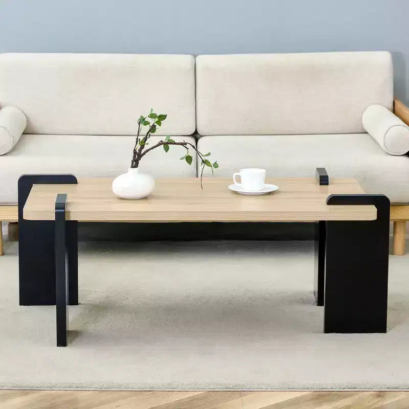 Table basse en MDF couleur bois naturel, adaptée aux salons et espaces de loisirs modernes et minimalistes