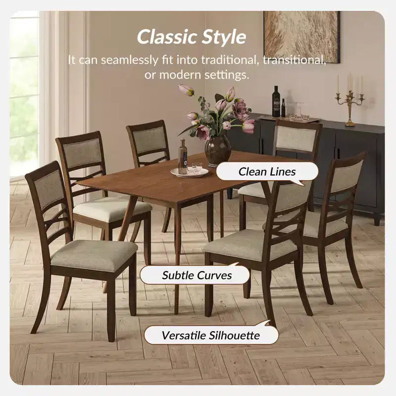 Chaise de salle à manger classique Eliseo avec cadre en bois massif, lot de 4 | ART OF LIVING DESIGNSWALNUT