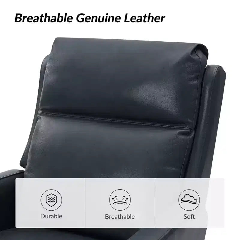 Fauteuil inclinable électrique de transition en cuir véritable Mario avec ports USB | ART OF LIVING DESIGNS-NAVY