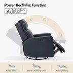 Fauteuil inclinable électrique de transition en cuir véritable Mario avec ports USB | ART OF LIVING DESIGNS-NAVY