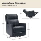 Fauteuil inclinable électrique de transition en cuir véritable Mario avec ports USB | ART OF LIVING DESIGNS-NAVY
