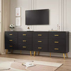 Commode à 6 tiroirs, commode moderne en bois avec poignées dorées et espace de rangement, chiffonnier