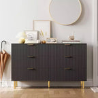 Commode à 6 tiroirs pour chambre à coucher, commode de rangement moderne en bois, avec poignées métalliques dorées et dispositif anti-basculement, pour salon