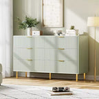Commode à 6 tiroirs pour chambre à coucher, commode de rangement moderne en bois, avec poignées métalliques dorées et dispositif anti-basculement, pour salon