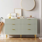 Commode à 6 tiroirs pour chambre à coucher, commode de rangement moderne en bois, avec poignées métalliques dorées et dispositif anti-basculement, pour salon