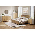 Commode à 6 tiroirs pour chambre à coucher, commode de rangement moderne en bois, avec poignées métalliques dorées et dispositif anti-basculement, pour salon