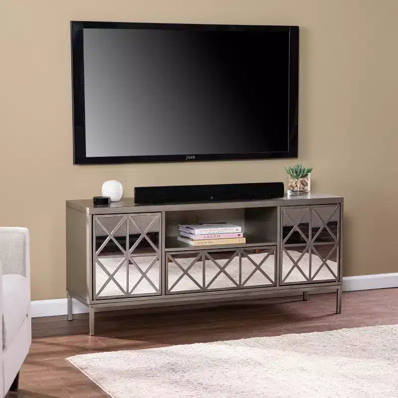 Meuble TV/multimédia Downley Storage – Argent – SEI