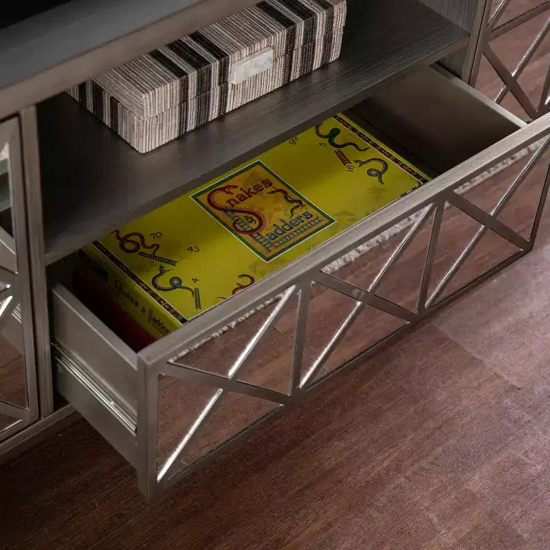 Meuble TV/multimédia Downley Storage – Argent – SEI