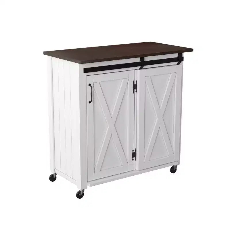 Desserte de cuisine Leshire Barn-Door - Blanche - SEI