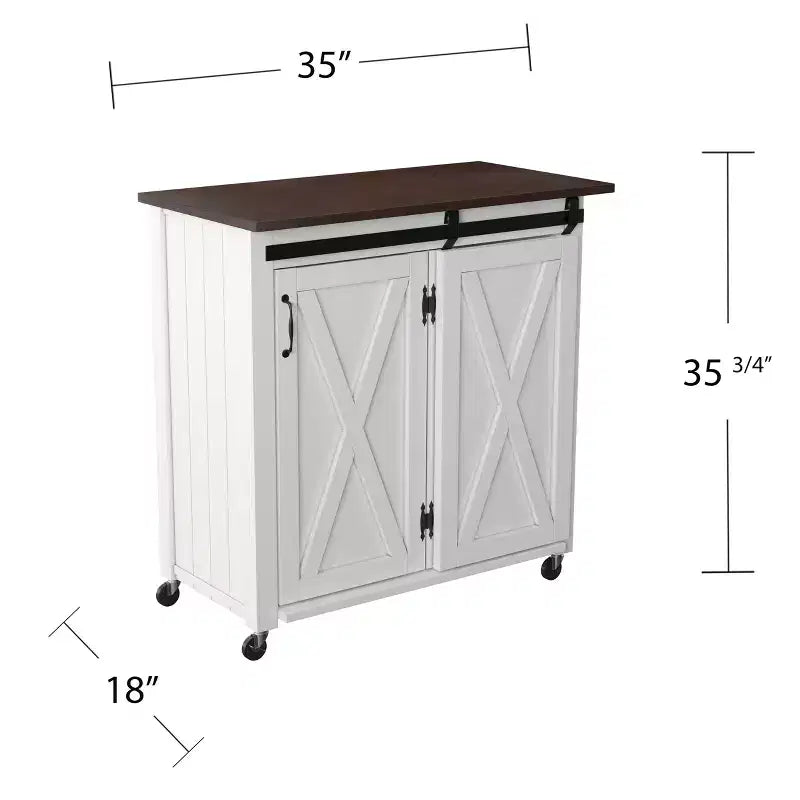Desserte de cuisine Leshire Barn-Door - Blanche - SEI