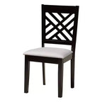 Ensemble de salle à manger 5 pièces Baxton Studio Elise avec tissu gris moderne et bois finition brun foncé