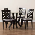 Ensemble de salle à manger 5 pièces Baxton Studio Elise avec tissu gris moderne et bois finition brun foncé