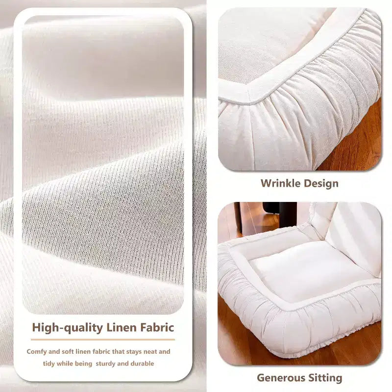 ATJafurn 67 Chaise de sol réglable en lin, chaise de sol ergonomique pour enfants et adultes, avec rembourrage en coton