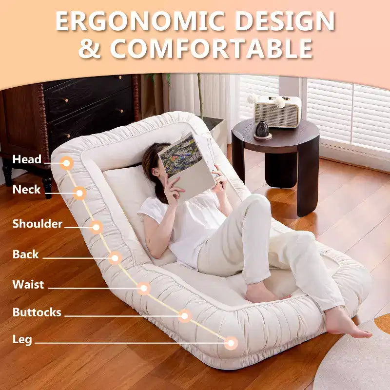 ATJafurn 67 Chaise de sol réglable en lin, chaise de sol ergonomique pour enfants et adultes, avec rembourrage en coton