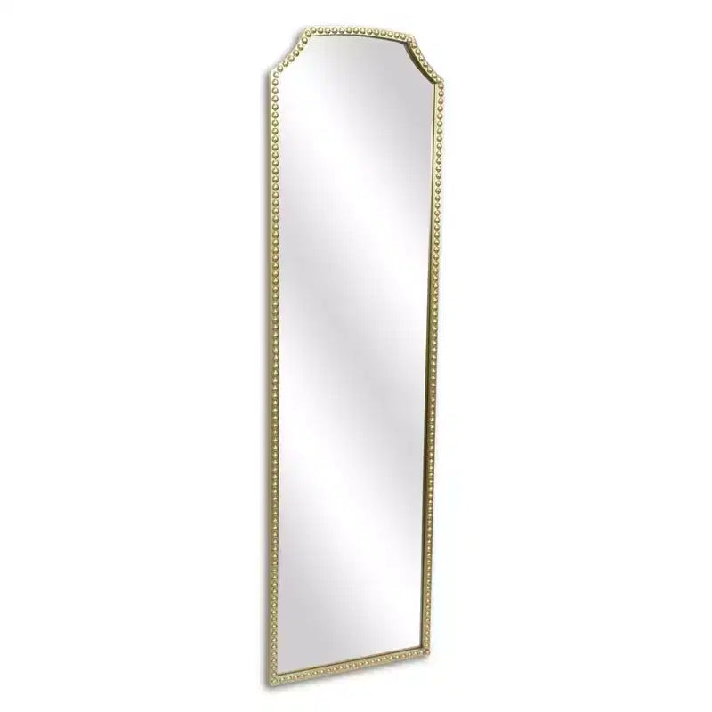 HomeRoots Grand miroir mural avec cadre arqué en métal doré perlé de 64 po