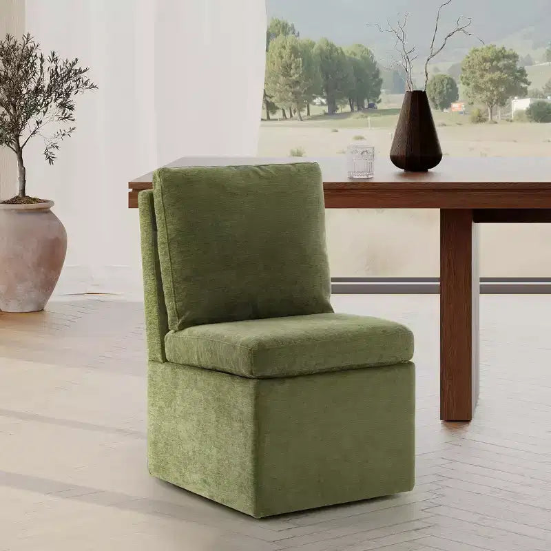 Chaises de salle à manger sans accoudoirs WestinTrends Soho Modern rembourrées en chenille avec roulettes