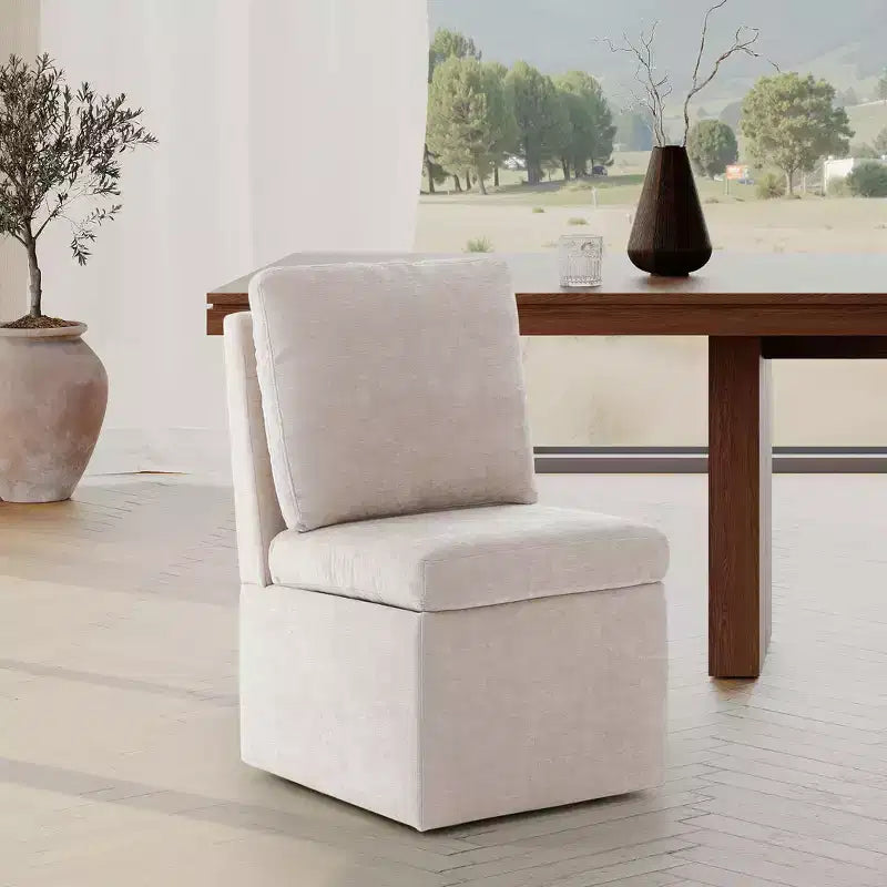 Chaises de salle à manger sans accoudoirs WestinTrends Soho Modern rembourrées en chenille avec roulettes