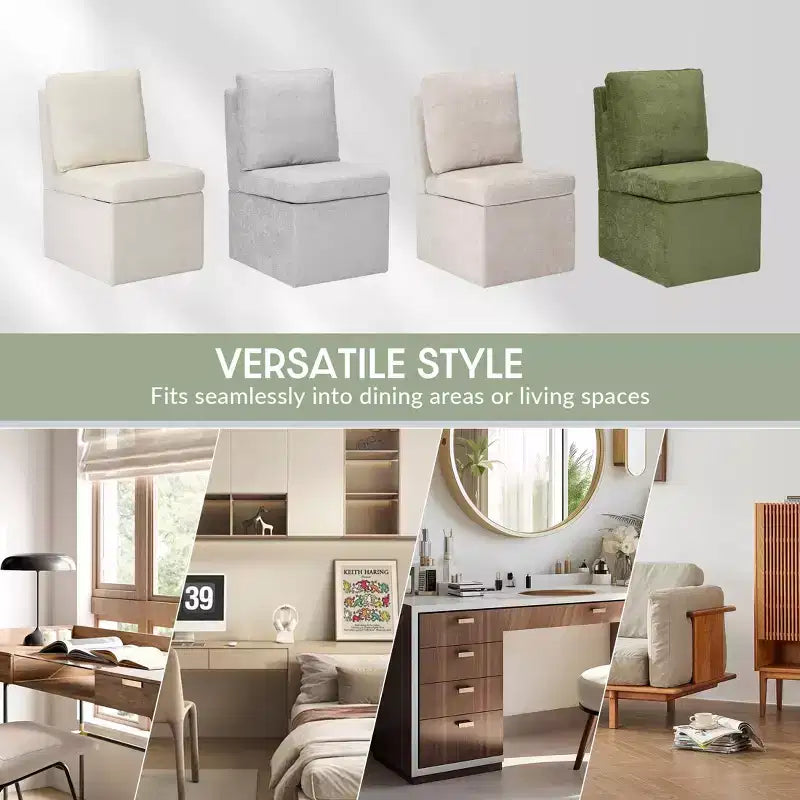 Chaises de salle à manger sans accoudoirs WestinTrends Soho Modern rembourrées en chenille avec roulettes
