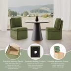 Chaises de salle à manger sans accoudoirs WestinTrends Soho Modern en chenille rembourrée avec roulettes (lot de 4), vert olive