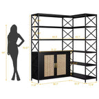 Étagère d'angle – Bibliothèque d'angle à 6 niveaux avec rangement, étagère en forme de L style ferme avec placard, bibliothèque industrielle moderne pour bureau à domicile