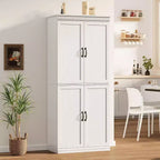 Grand buffet de cuisine de 178 cm avec 4 portes, 2 étagères réglables, placard en bois moderne, meuble de rangement de cuisine autoportant