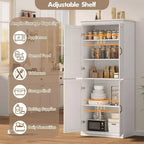 Grand buffet de cuisine de 178 cm avec 4 portes, 2 étagères réglables, placard en bois moderne, meuble de rangement de cuisine autoportant