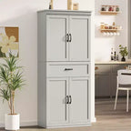 Grand buffet de cuisine de 178 cm avec 4 portes, 2 étagères réglables, placard en bois moderne, meuble de rangement de cuisine autoportant