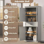 Grand buffet de cuisine de 178 cm avec 4 portes, 2 étagères réglables, placard en bois moderne, meuble de rangement de cuisine autoportant