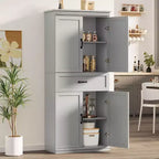 Grand buffet de cuisine de 178 cm avec 4 portes, 2 étagères réglables, placard en bois moderne, meuble de rangement de cuisine autoportant