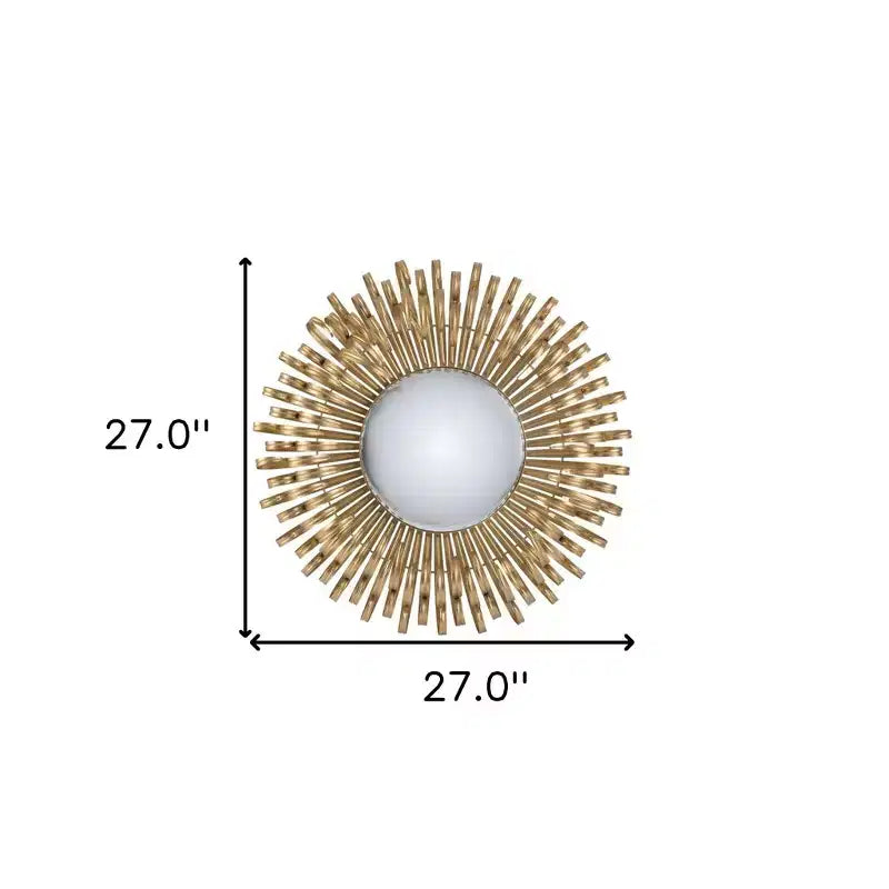 Miroir décoratif HomeRoots 27, cadre en fer doré Sunburst