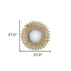 Miroir décoratif HomeRoots 27, cadre en fer doré Sunburst