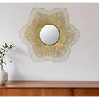 Miroir d'appoint mural en fer HomeRoots 27, motifs floraux, couleur or