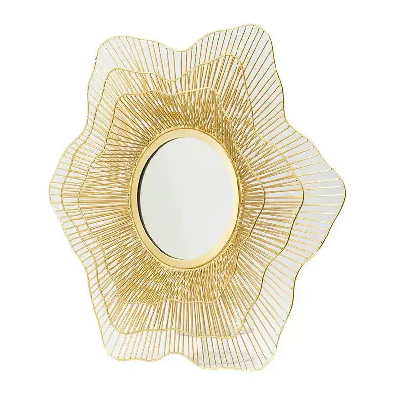 Miroir d'appoint mural en fer HomeRoots 27, motifs floraux, couleur or
