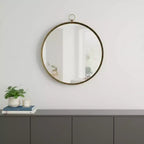 Miroir décoratif rond HomeRoots 28, cadre en fer doré